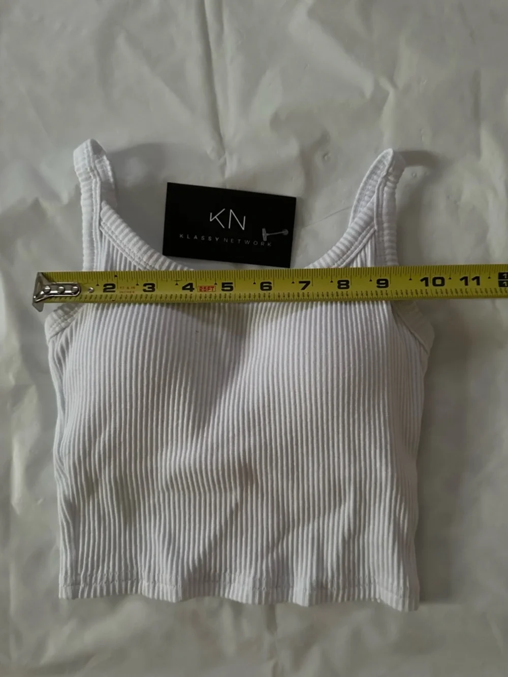 Klassy Network White Ribbed Cropped Cami - Picture 4 of 8